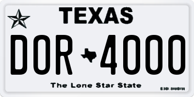 TX license plate DOR4000