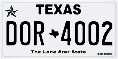 TX license plate DOR4002