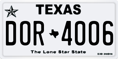 TX license plate DOR4006