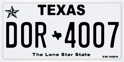 TX license plate DOR4007