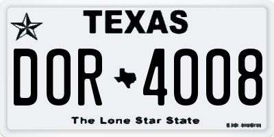 TX license plate DOR4008