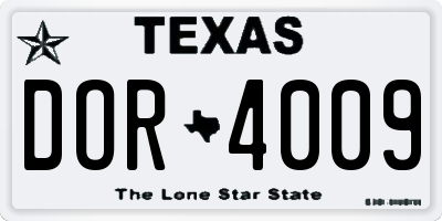 TX license plate DOR4009