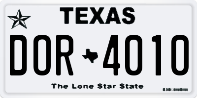 TX license plate DOR4010