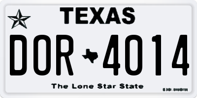 TX license plate DOR4014