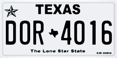 TX license plate DOR4016