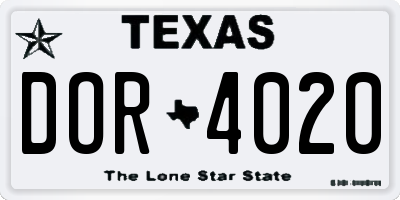TX license plate DOR4020