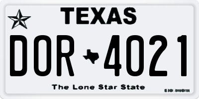 TX license plate DOR4021