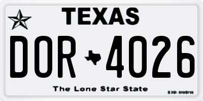 TX license plate DOR4026