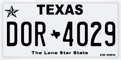 TX license plate DOR4029