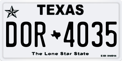TX license plate DOR4035