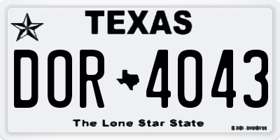 TX license plate DOR4043