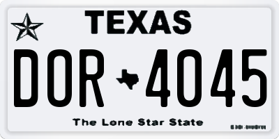 TX license plate DOR4045