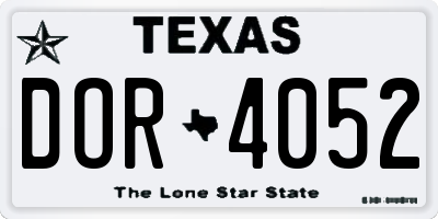 TX license plate DOR4052