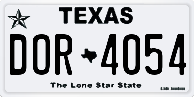 TX license plate DOR4054