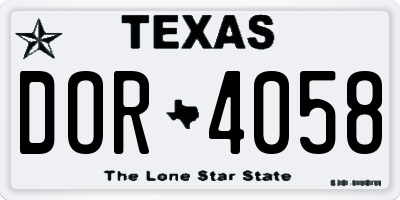 TX license plate DOR4058