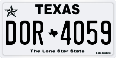 TX license plate DOR4059