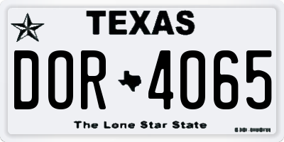 TX license plate DOR4065