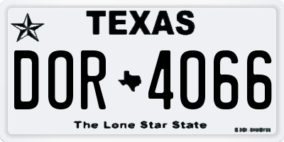 TX license plate DOR4066
