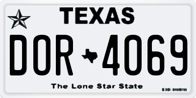TX license plate DOR4069