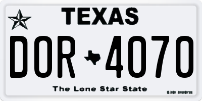 TX license plate DOR4070