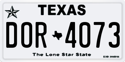 TX license plate DOR4073