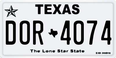 TX license plate DOR4074