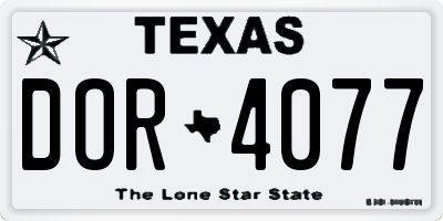 TX license plate DOR4077