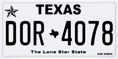 TX license plate DOR4078