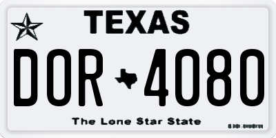 TX license plate DOR4080