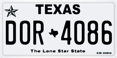 TX license plate DOR4086