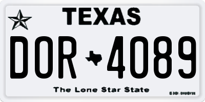 TX license plate DOR4089