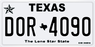 TX license plate DOR4090