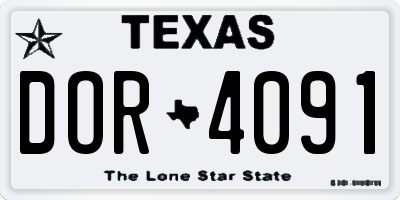 TX license plate DOR4091