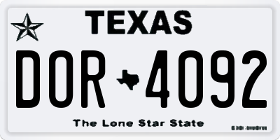 TX license plate DOR4092