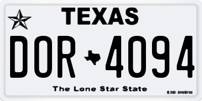 TX license plate DOR4094