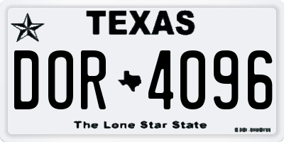 TX license plate DOR4096
