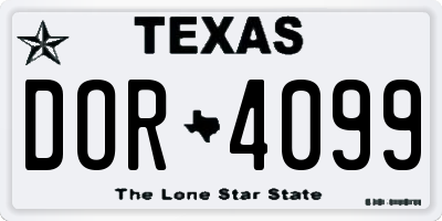 TX license plate DOR4099
