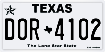 TX license plate DOR4102