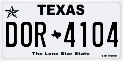 TX license plate DOR4104