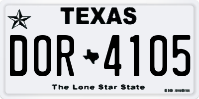 TX license plate DOR4105