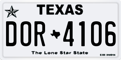 TX license plate DOR4106