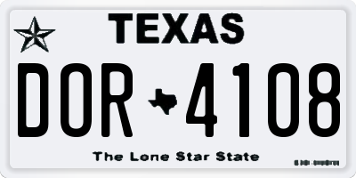 TX license plate DOR4108