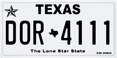 TX license plate DOR4111