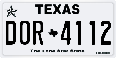 TX license plate DOR4112