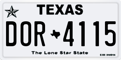 TX license plate DOR4115