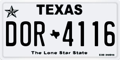 TX license plate DOR4116
