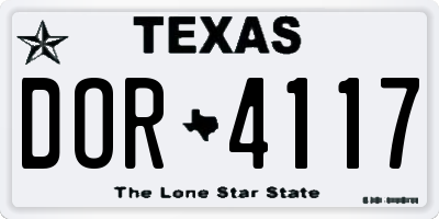 TX license plate DOR4117
