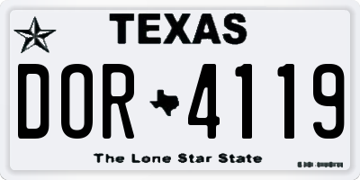TX license plate DOR4119