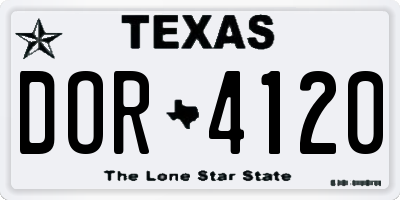 TX license plate DOR4120