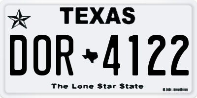 TX license plate DOR4122
